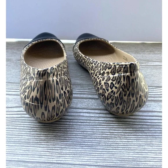 Crocs Leopard Black Toe Cap Flats - Picture 3 of 5
